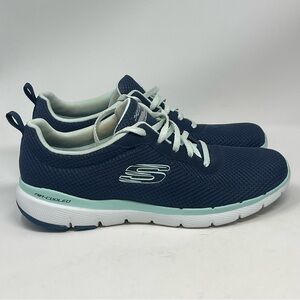 Skechers Flex Appeal 3.0 Shoes Womens 8.5 Blue Memory Foam Washable Sneakers